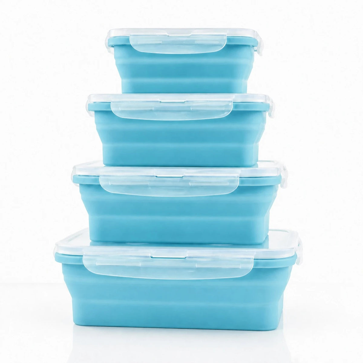 Collapsible Silicone Food Storage Containers Set 4 Pieces BPA Free Microwave Safe Foldable Lunch Boxes