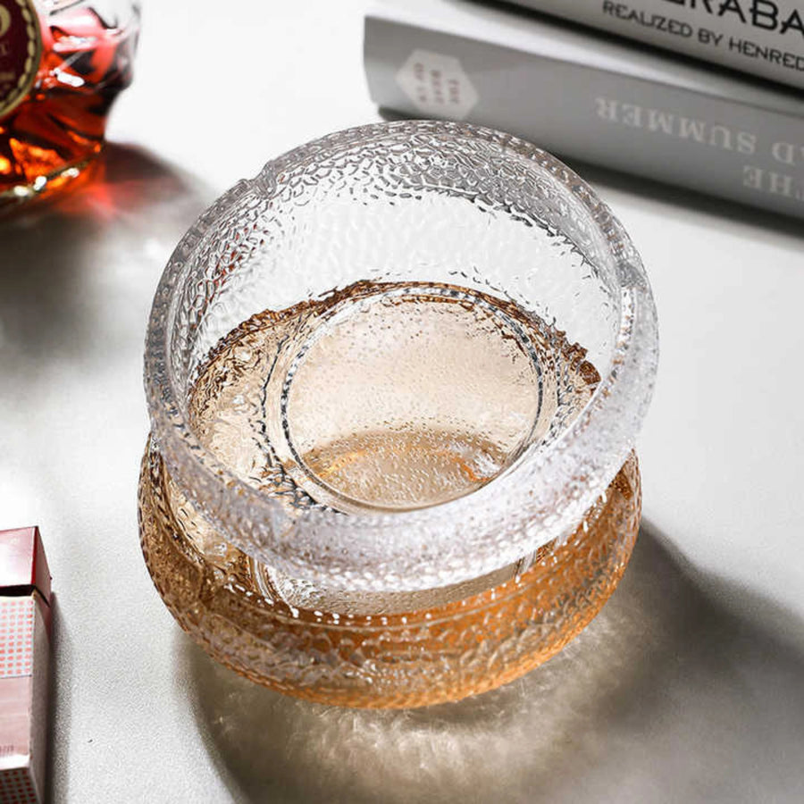 Red Cherry Crystal Glass Ashtray with Elegant Transparent Design for Home Office and Outdoor Use