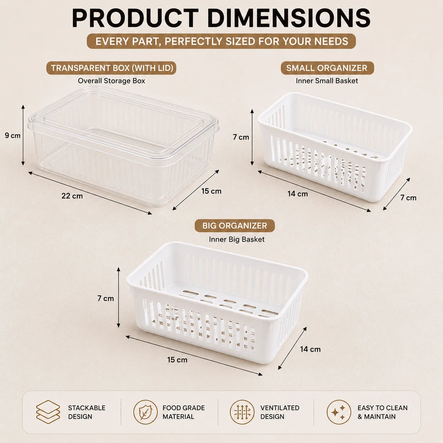 Fresh Keeping Storage Box Refrigerator Organizer Food Storage Container