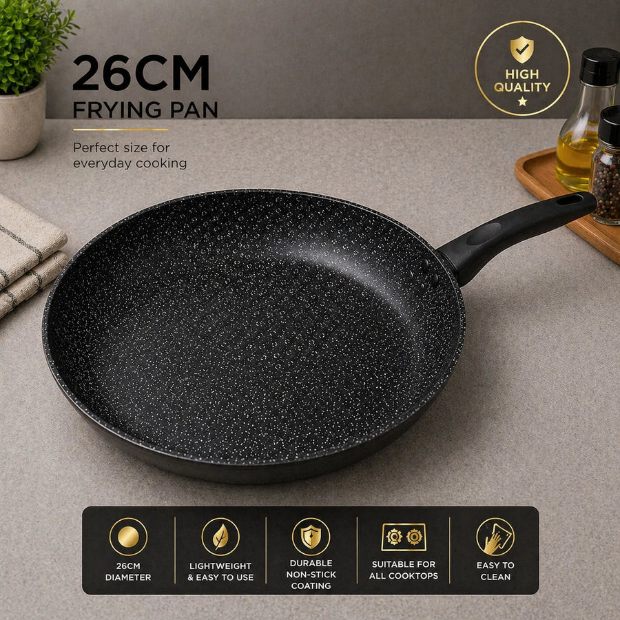 26 cm Aluminum Cookware Frying Pan Granite Coating Non Stick 4mm Thick Cooking Pan