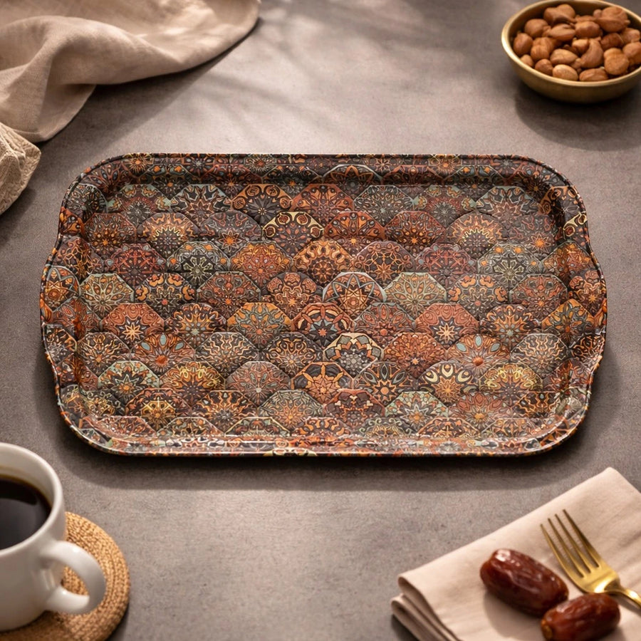 Turkish Serving Tray Rectangular Mandala Pattern Decorative Tray Kitchen Tea Coffee Tray 31 cm Length 21 cm Width