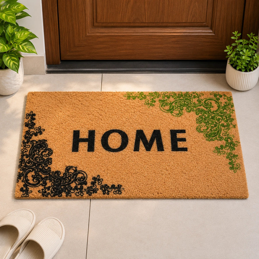 Door Mat Decorative Entrance Mat Welcome Home Coir Floor Rug Non Slip Indoor Outdoor Mat