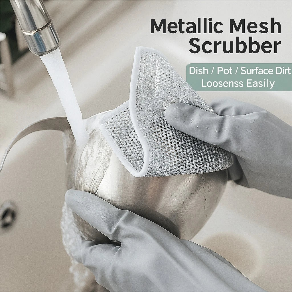 Scrubber Set, 3 Round+3 Square Mesh Pads