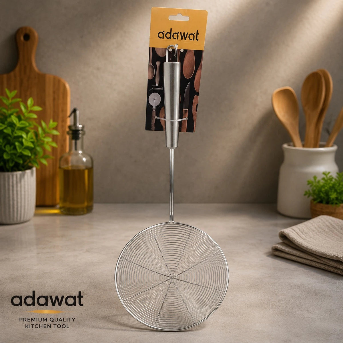 Adawat Stainless Steel Wire Skimmer Spider Strainer Frying Basket Kitchen Skimmer Oil Strainer 40.5 cm 15 cm - Image 2
