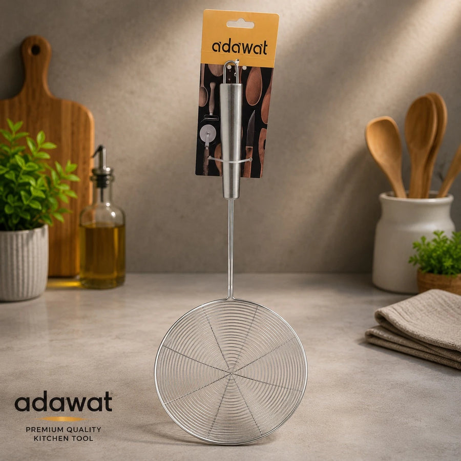Adawat Stainless Steel Wire Skimmer Spider Strainer Frying Basket Kitchen Skimmer Oil Strainer 40.5 cm 15 cm