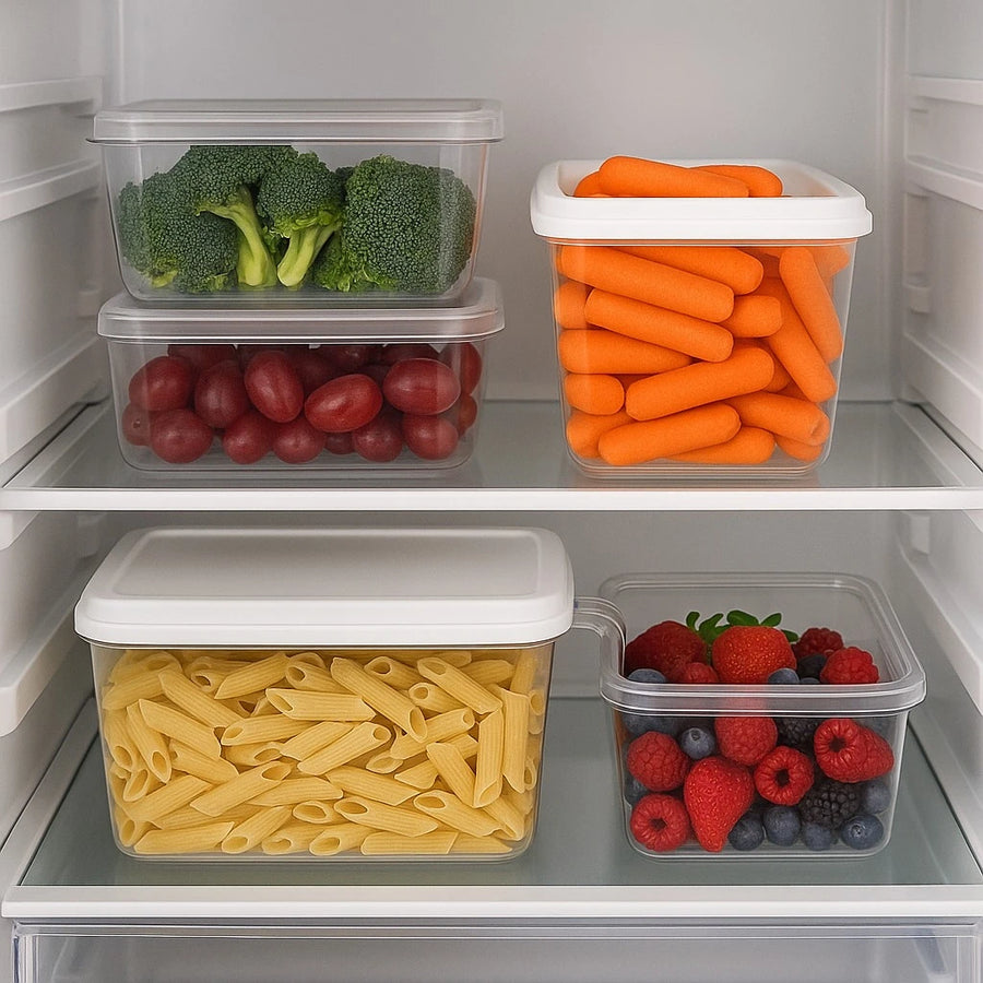 Clear BPA Free Food Storage Container with Lid Handle Fridge Pantry Kitchen Organizer Box