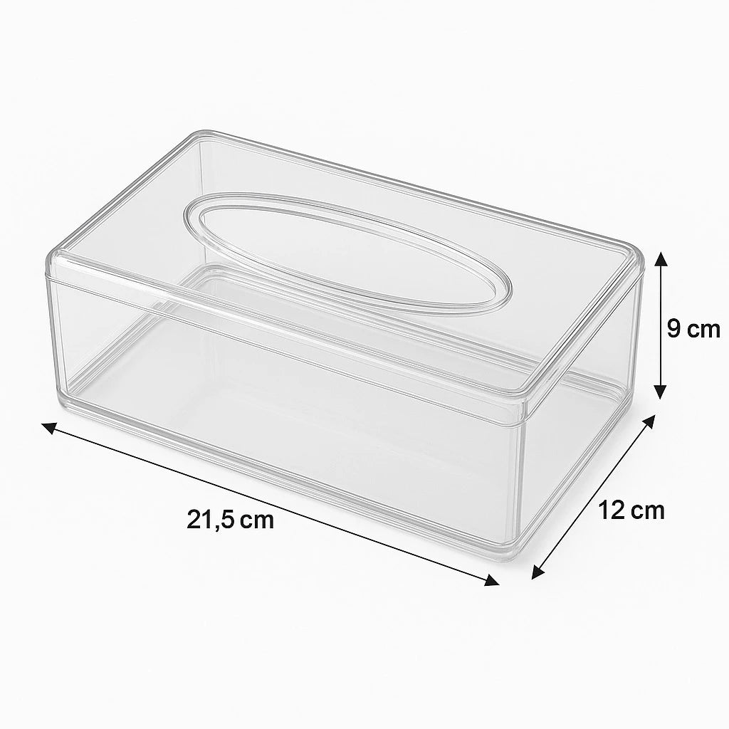 Clear Acrylic Tissue Box Holder with Oval Top Opening