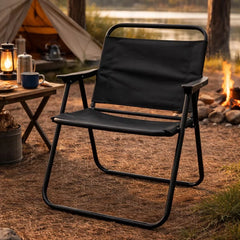 Black Folding Camping Chair Outdoor Portable Aluminum Chair Heavy Duty Fishing Chair Picnic Chair Garden Chair Beach Chair With Plastic Armrests