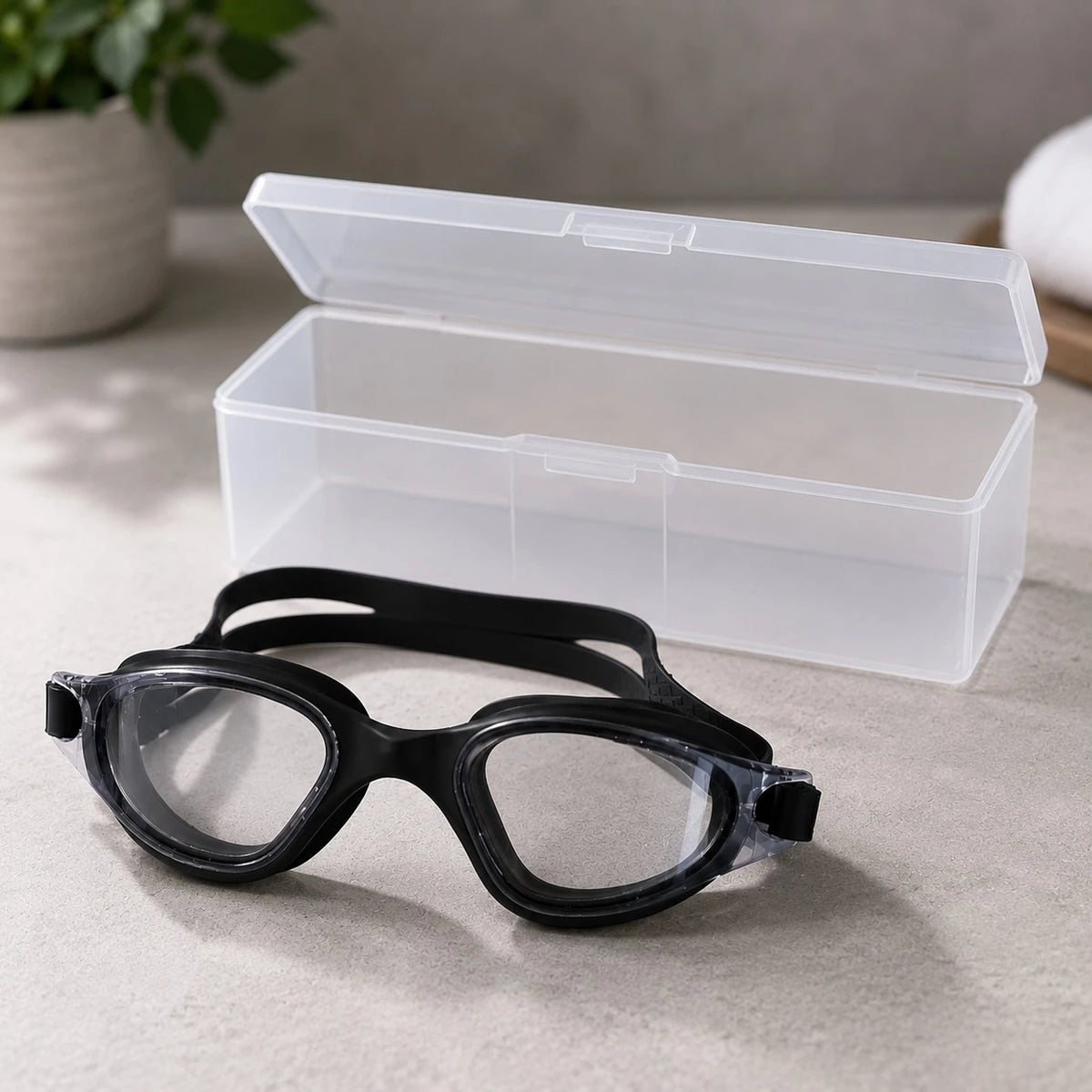 Swimming Goggles Anti Fog UV Protection Waterproof Swim Glasses Adjustable Elastic Strap Wide Vision Leak Resistant Pool Beach Training Goggles with Storage Case