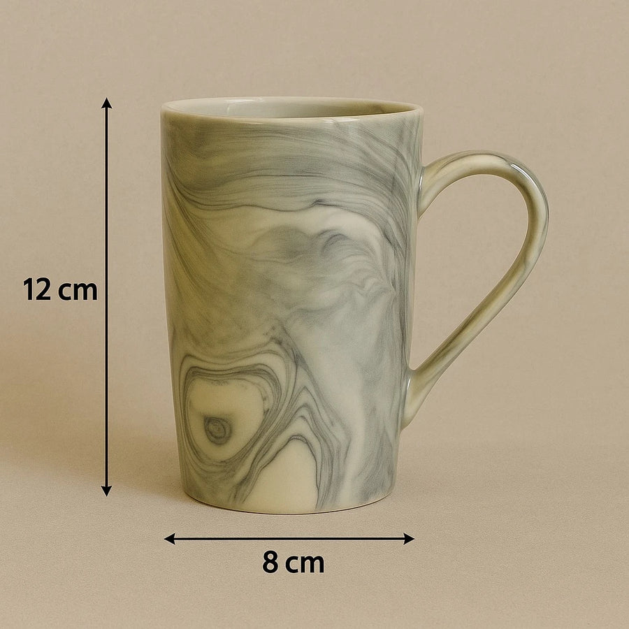 Tall Gray & White Marbled Ceramic Mug
