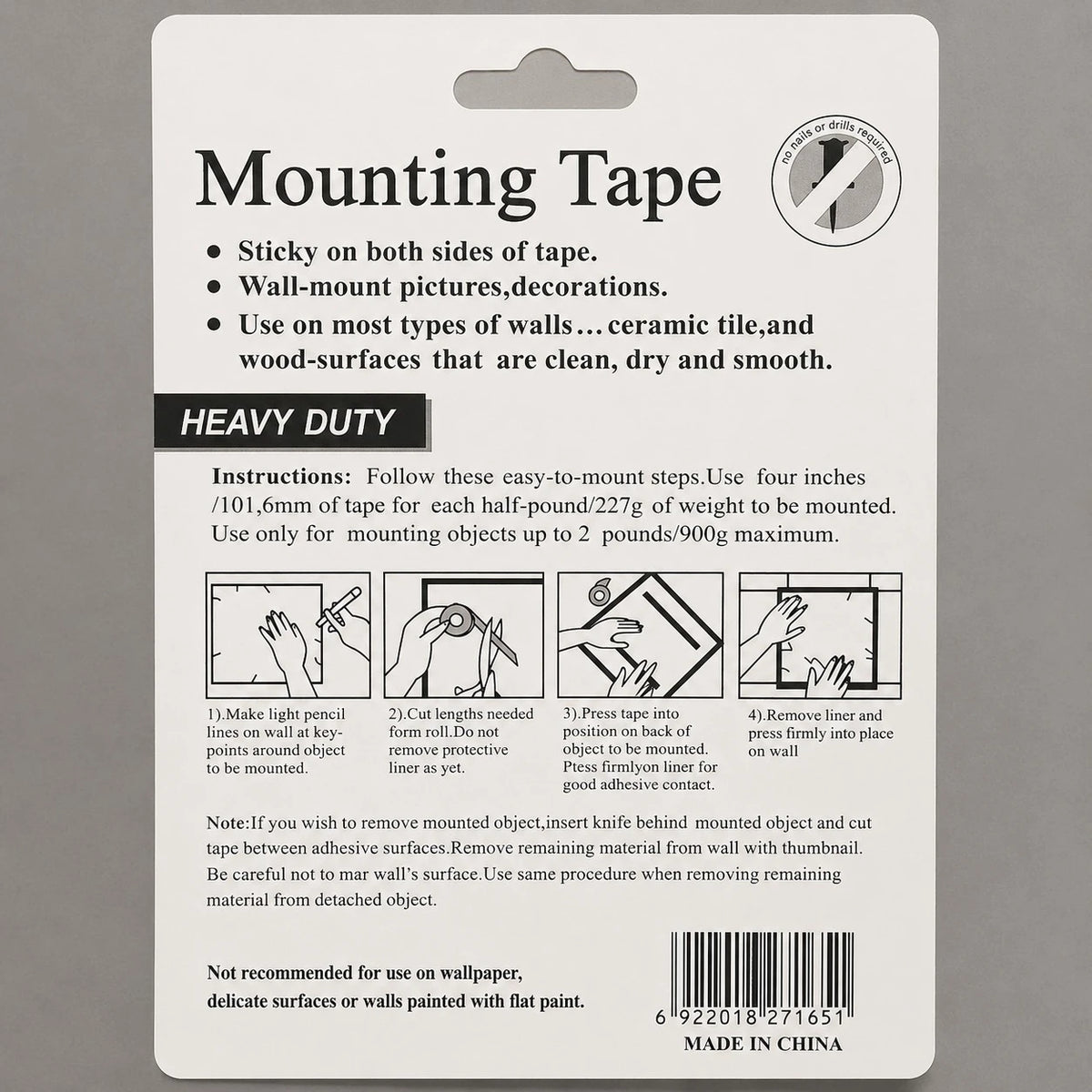 Heavy Duty Mounting Tape Double Sided Foam Tape Wall Adhesive Tape Picture Hanging Tape 50mm 3m - Image 4