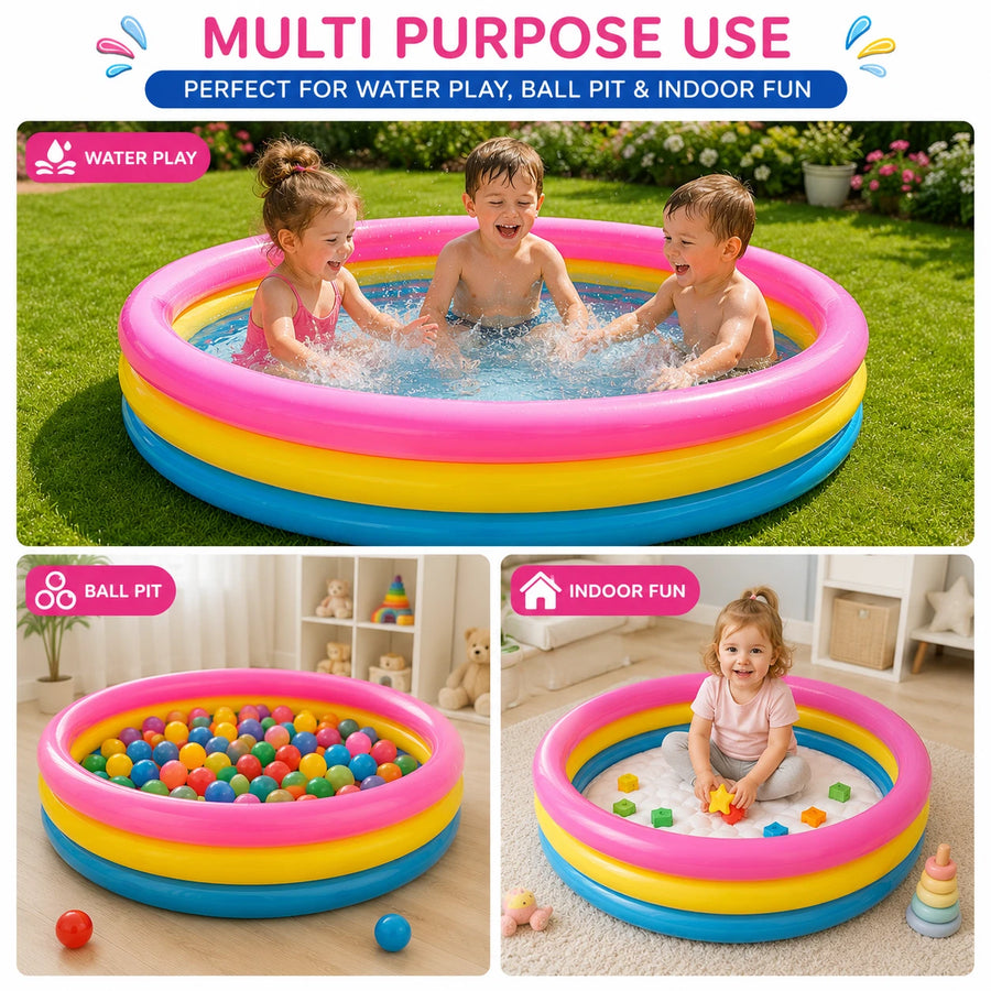 Inflatable Kiddie Summer Pool Colorful Kids Pool Family Garden Play Pool Big