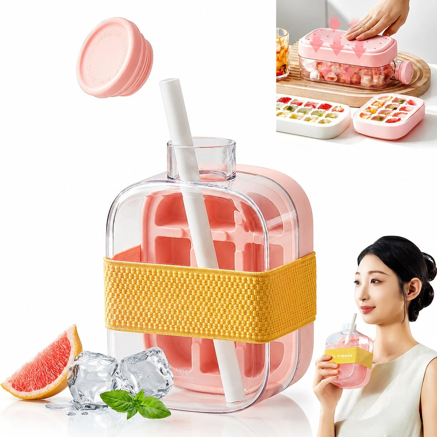 Portable Ice Cube Bottle Water Bottle Ice Tray Fruit Ice Mold Leak Proof Travel Drink Cup Reusable Freezer Bottle