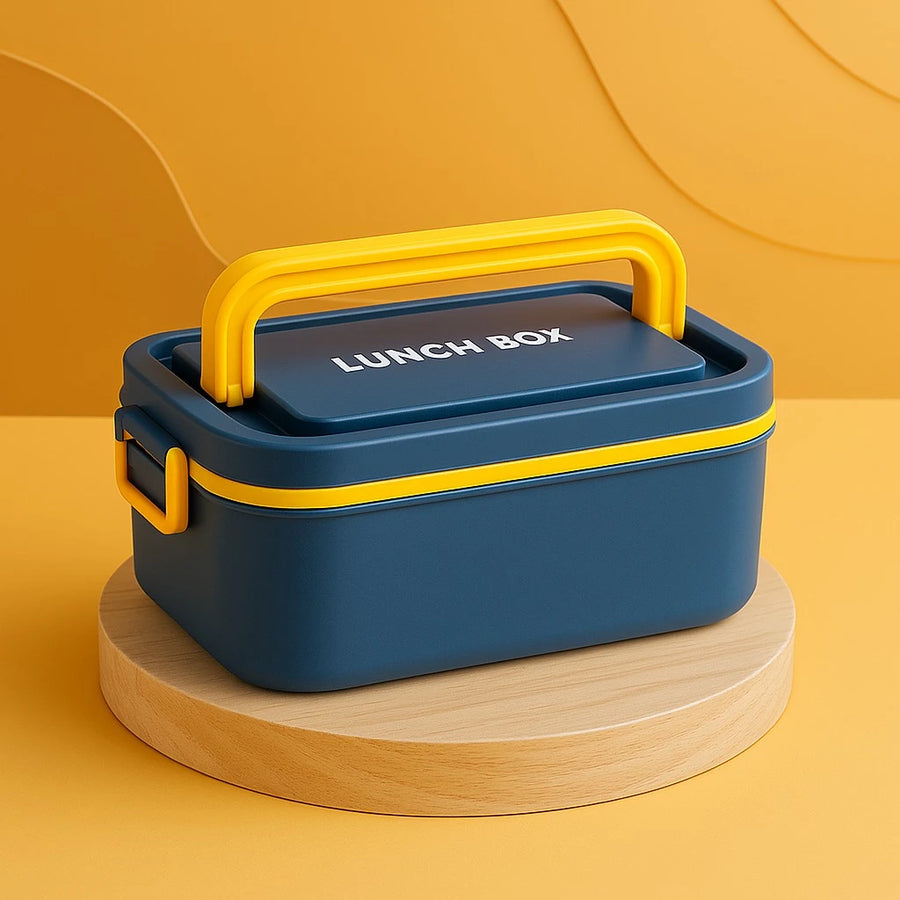 Durable Blue Lunch Box,1000ml Leak-Proof Bento Design