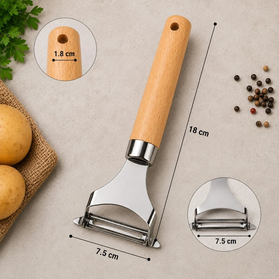 Adawat Vegetable Peeler Stainless Steel Wooden Handle Kitchen Peeler Potato Carrot Fruit Peeler