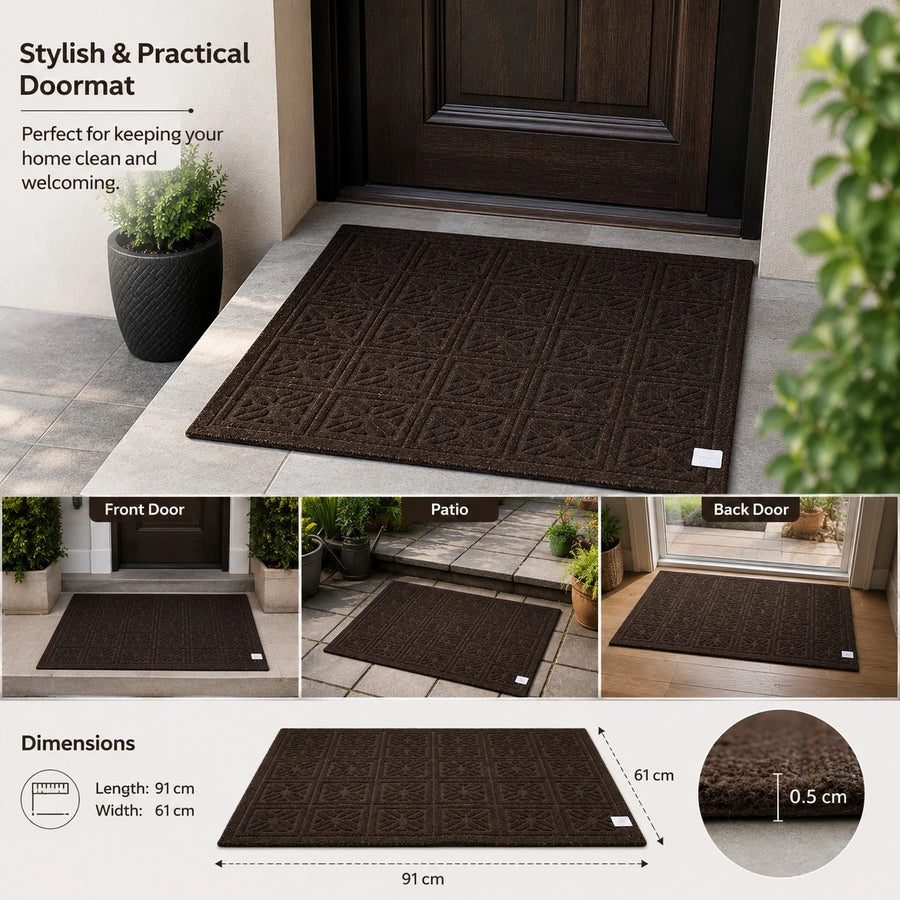 Geometric Entrance Door Mat Thin Non Slip Indoor Outdoor Floor Rug