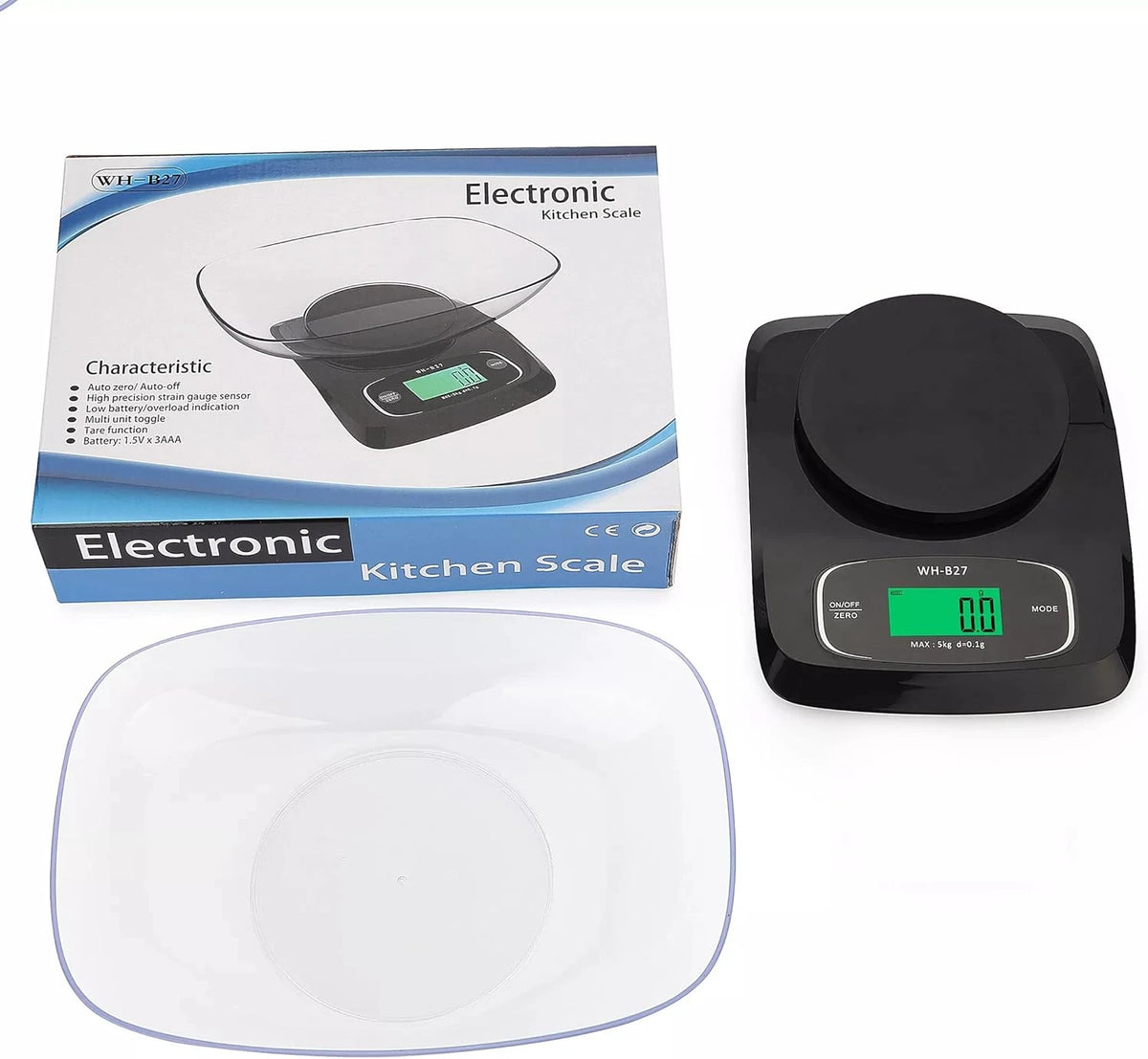 12kg Digital Kitchen Scale with 1g Precision Multi Unit Measurement and Portable Battery Powered Design
