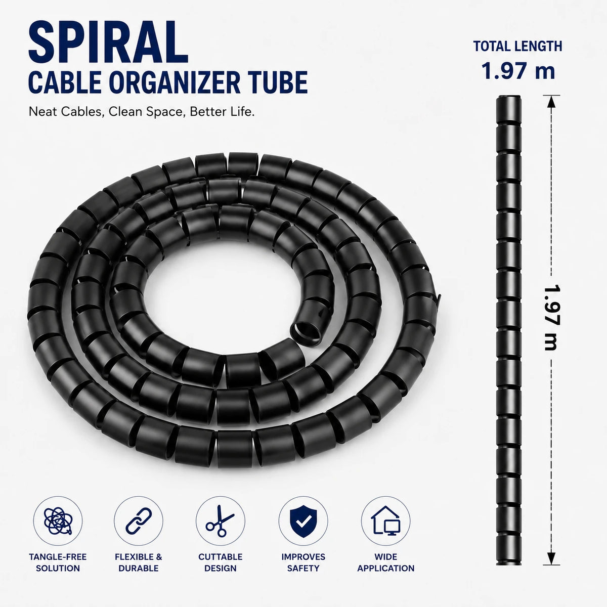 Spiral Cable Organizer Tube Wire Management Sleeve Cable Wrap