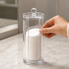 Clear Acrylic Cotton Pad Holder Makeup Vanity Organizer Bathroom Storage Container Cosmetic Pad Dispenser