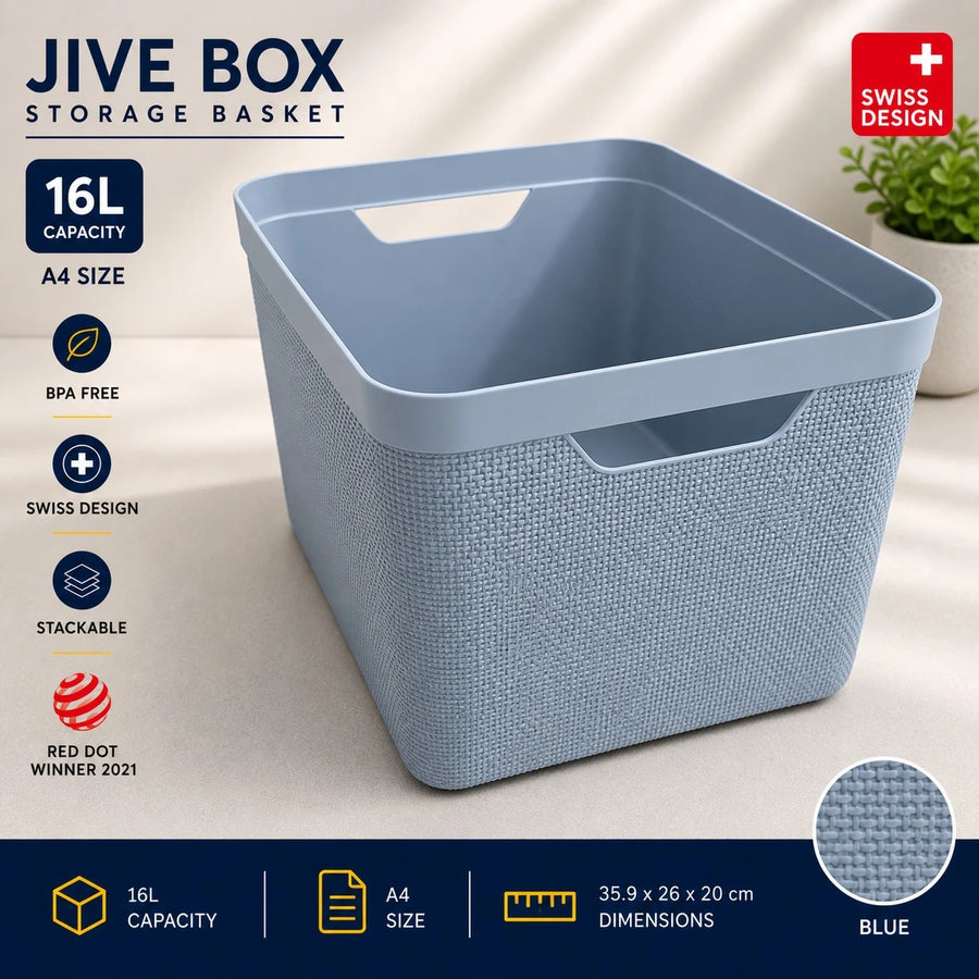 Rotho ive Box Storage Basket Organizer Bin 16L A4 Stackable Plastic Storage Container Home Office Shelf Organizer Swiss Design