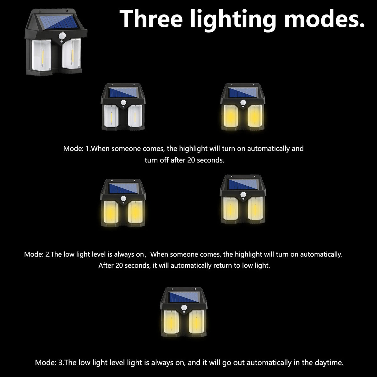Solar lamp Outdoor lamp Wall lamp Light Motion Sensor LED lamp Waterproof Lamp 3 Lighting Modes Garden lamp - Image 6