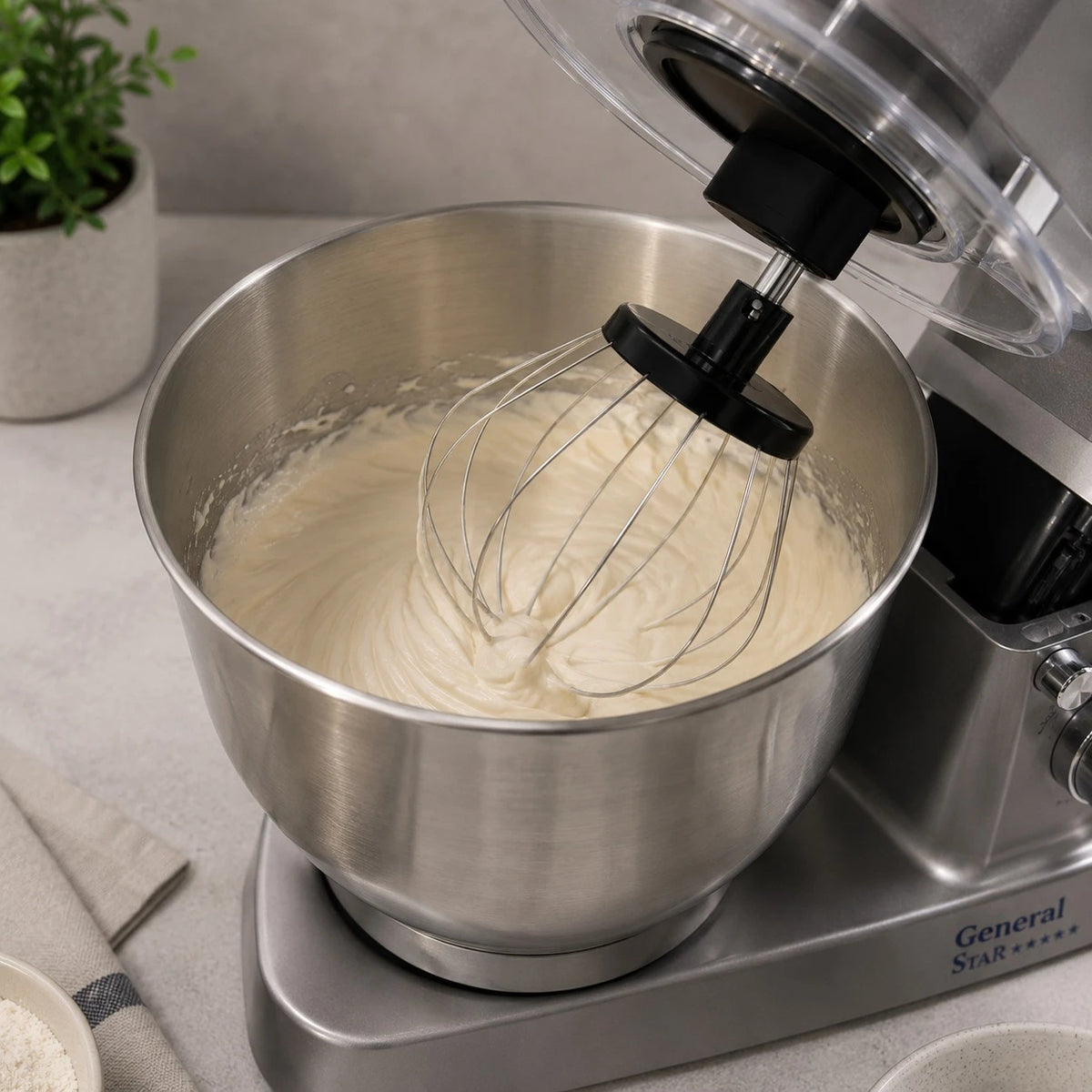 General Star Stand Mixer Kitchen Machine Food Mixer Dough Mixer Electric Baking Mixer 1200W 6.2L Stainless Steel Bowl 6 Speeds Pulse GS1047 - Image 4