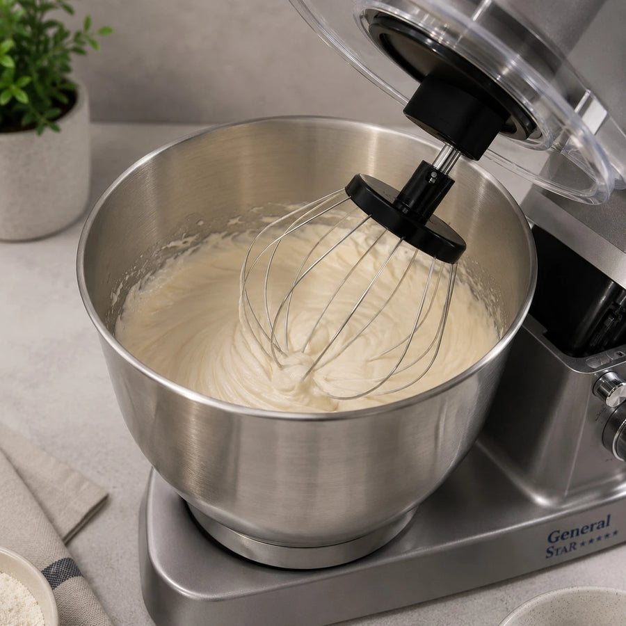 General Star Stand Mixer Kitchen Machine Food Mixer Dough Mixer Electric Baking Mixer 1200W 6.2L Stainless Steel Bowl 6 Speeds Pulse GS1047