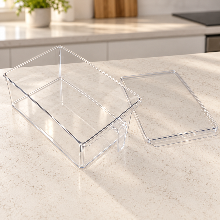 Plastic Refrigerator Storage Box with Lid and Handle