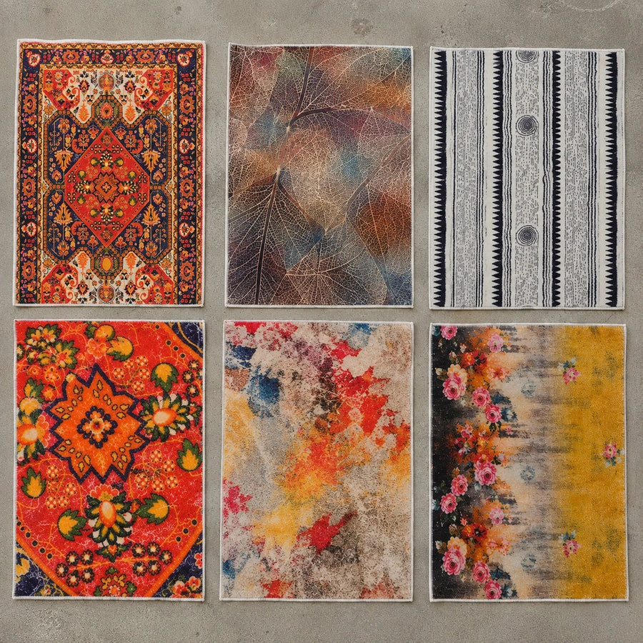 Soft Velvet Printed Floor Mat 48 × 80 cm Decorative Non Slip Indoor Rug