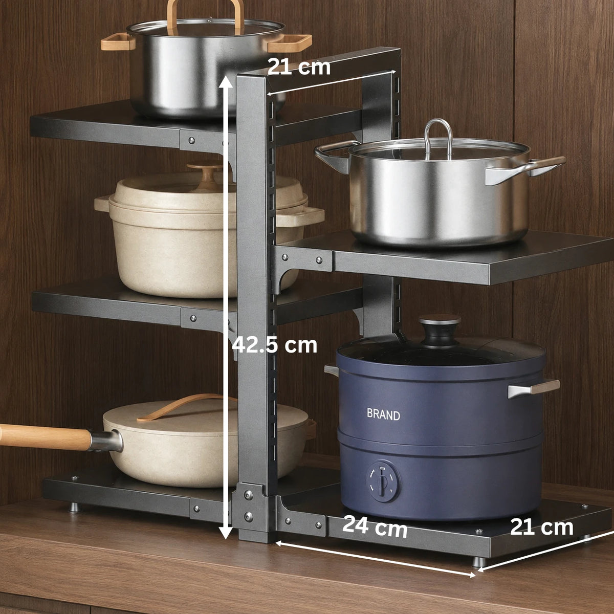 Adjustable Multi Layer Kitchen Counter Storage Rack Heavy Duty Metal Kitchen Organizer Shelf