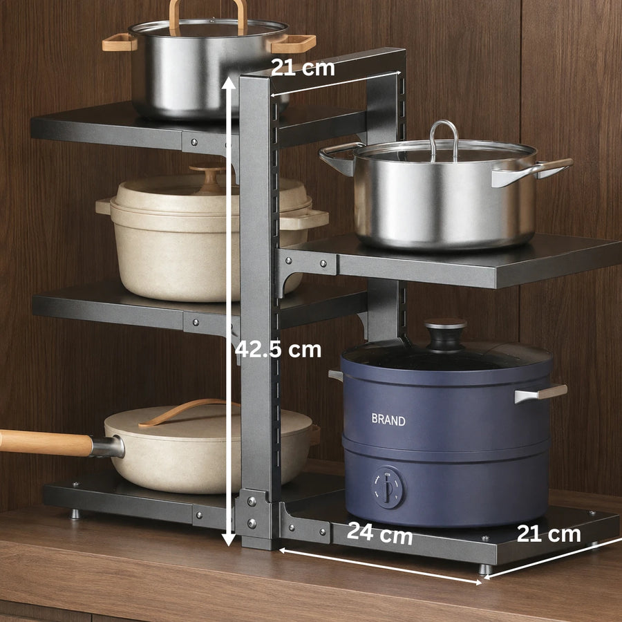 Adjustable Multi Layer Kitchen Counter Storage Rack Heavy Duty Metal Kitchen Organizer Shelf