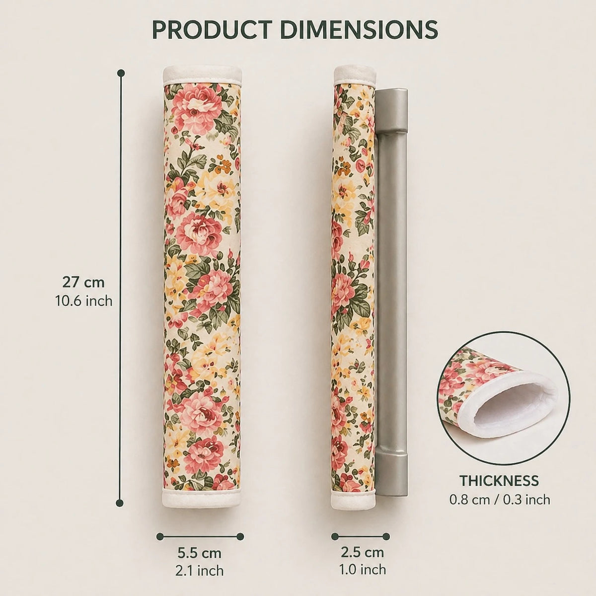 Fridge Handle Covers Set of 2 Soft Padded Washable Kitchen Door Handle Protectors Floral Checkered Assorted Designs