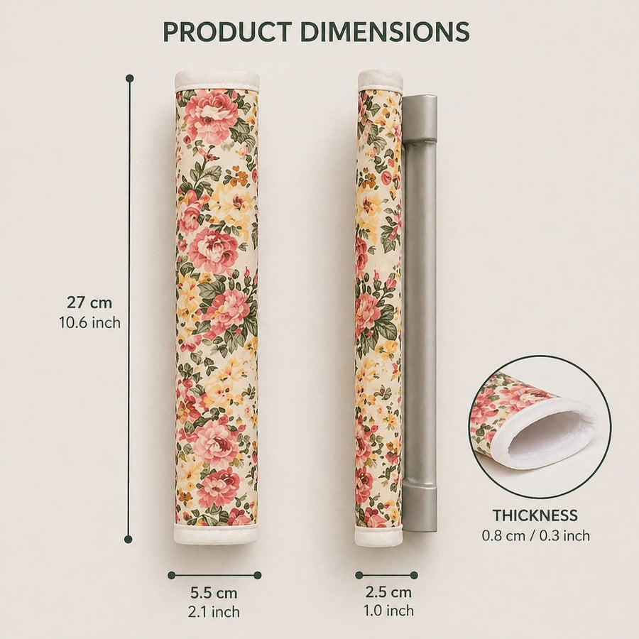 Fridge Handle Covers Set of 2 Soft Padded Washable Kitchen Door Handle Protectors Floral Checkered Assorted Designs