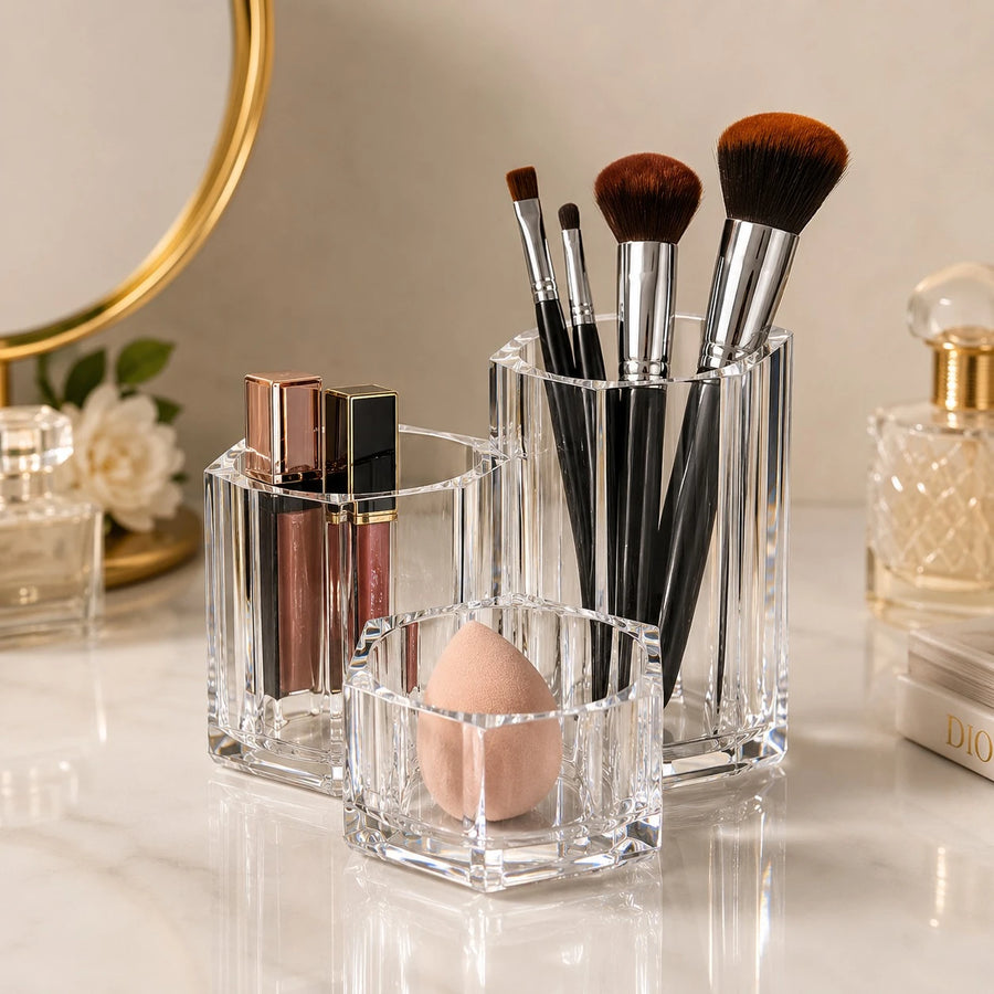 Acrylic Makeup Organizer Cosmetic Brush Holder Lipstick Storage Vanity Organizer Set