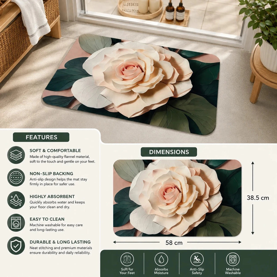 Printed Non Slip Absorbent Soft Floor Rug Bathroom Kitchen Bedroom Entryway Mat
