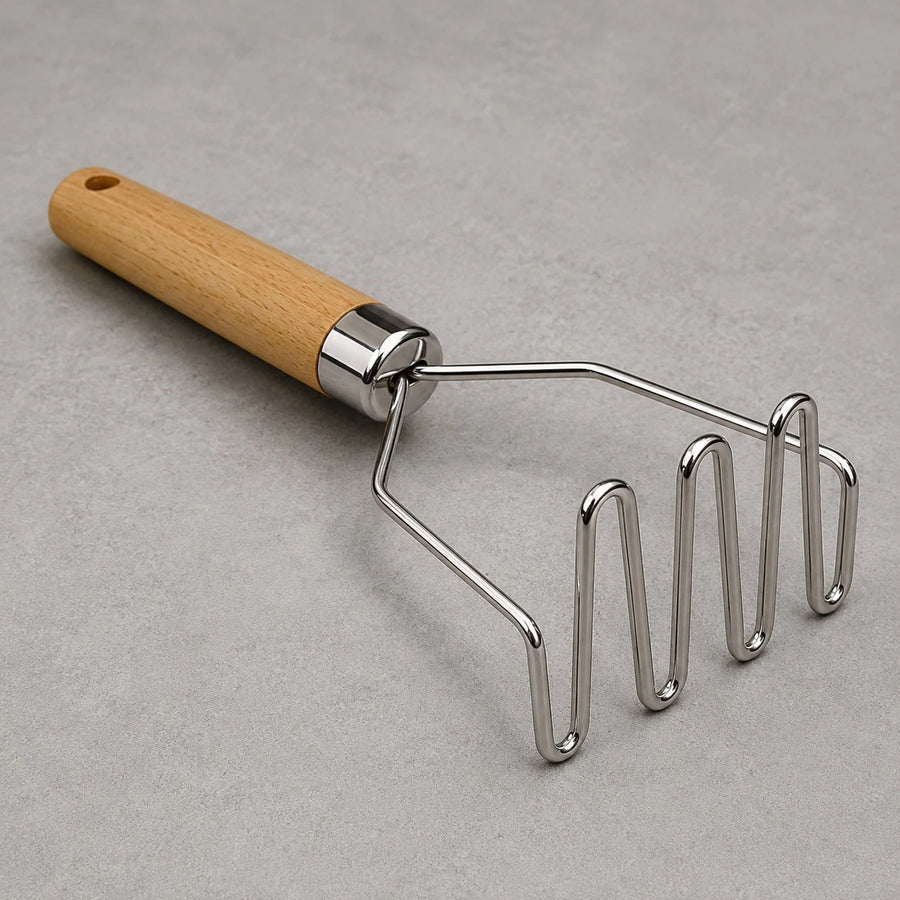 Adawat Potato Masher Stainless Steel Wooden Handle Kitchen Masher Vegetable Masher Cooking Tool