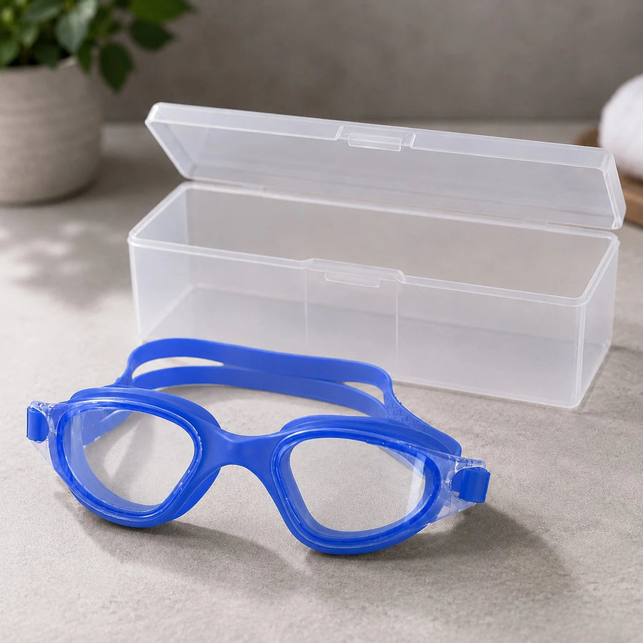 Swimming Goggles Anti Fog UV Protection Waterproof Swim Glasses Adjustable Elastic Strap Wide Vision Leak Resistant Pool Beach Training Goggles with Storage Case