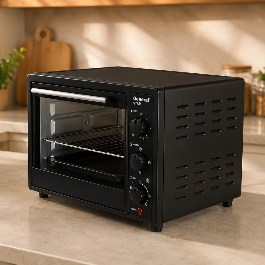 Electric Oven General Star Countertop Toaster Oven Baking Oven Multi Function Compact Kitchen Oven Adjustable Temperature Timer Oven
