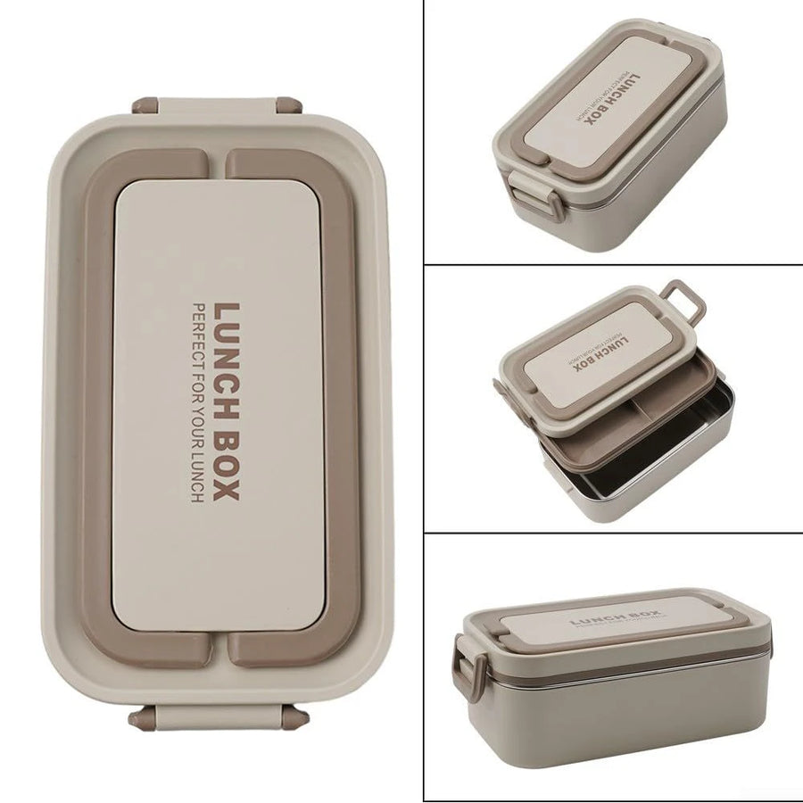 Durable beige Lunch Box 1000ml Leak Proof Bento Design