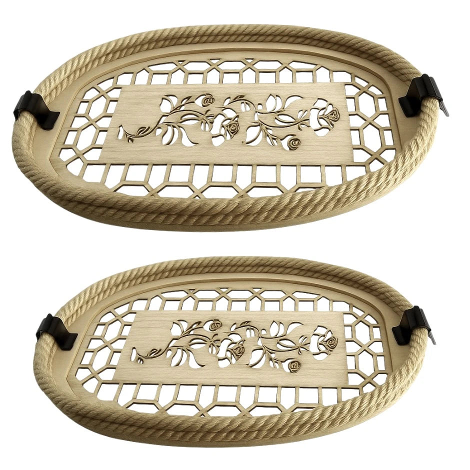 Set of 2 Oval Wooden Rope Tray - Image 1