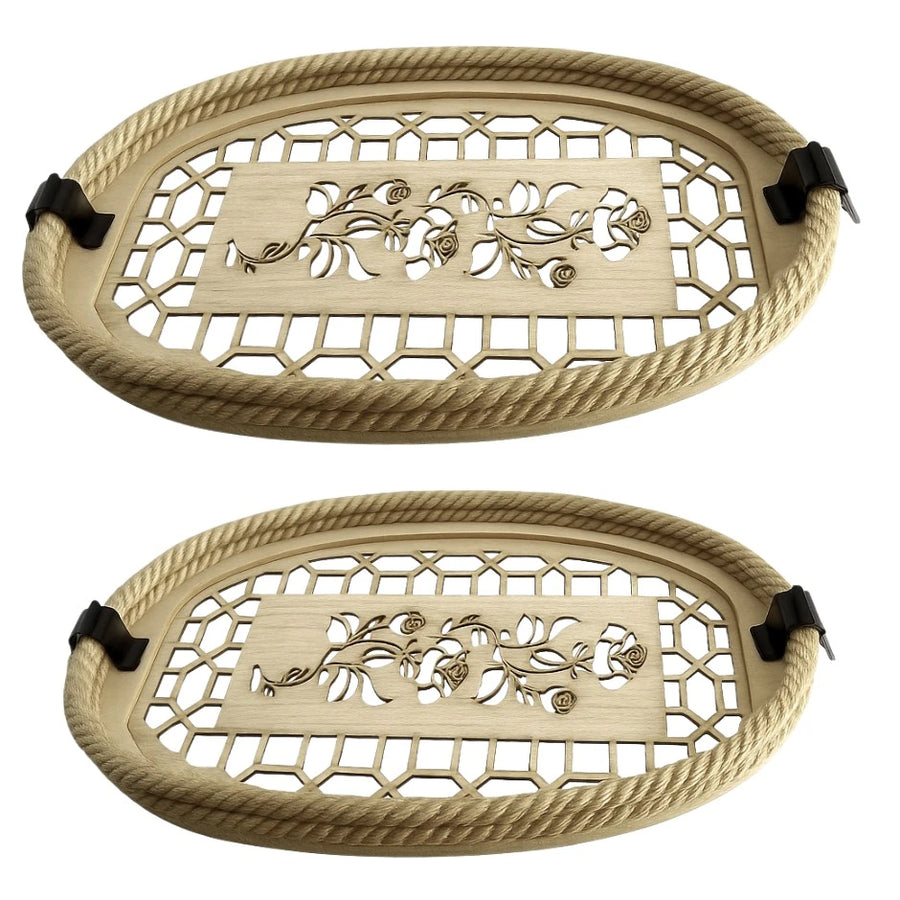 Set of 2 Oval Wooden Rope Tray