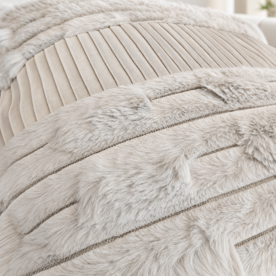 Plush Textured Decorative Cushion with a Zipper