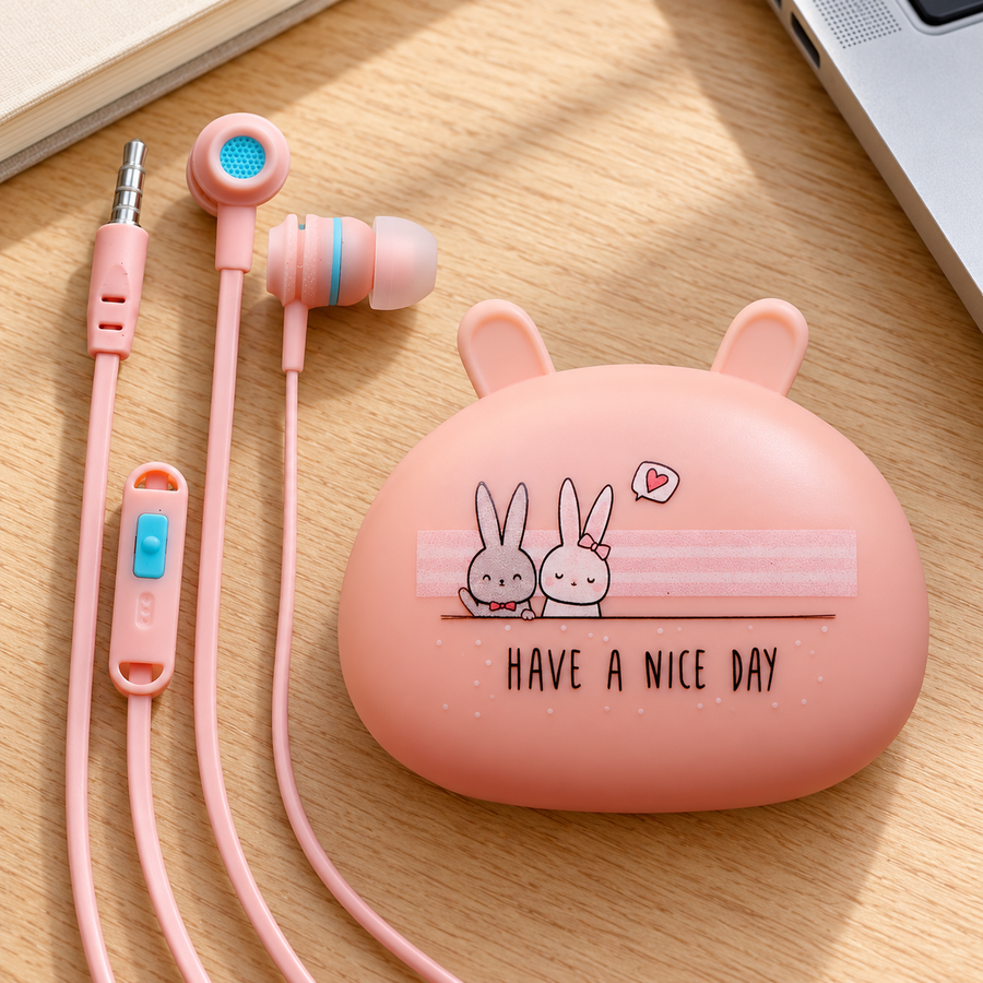 MC-137 Wired In-Ear Headphones with Bunny Case
