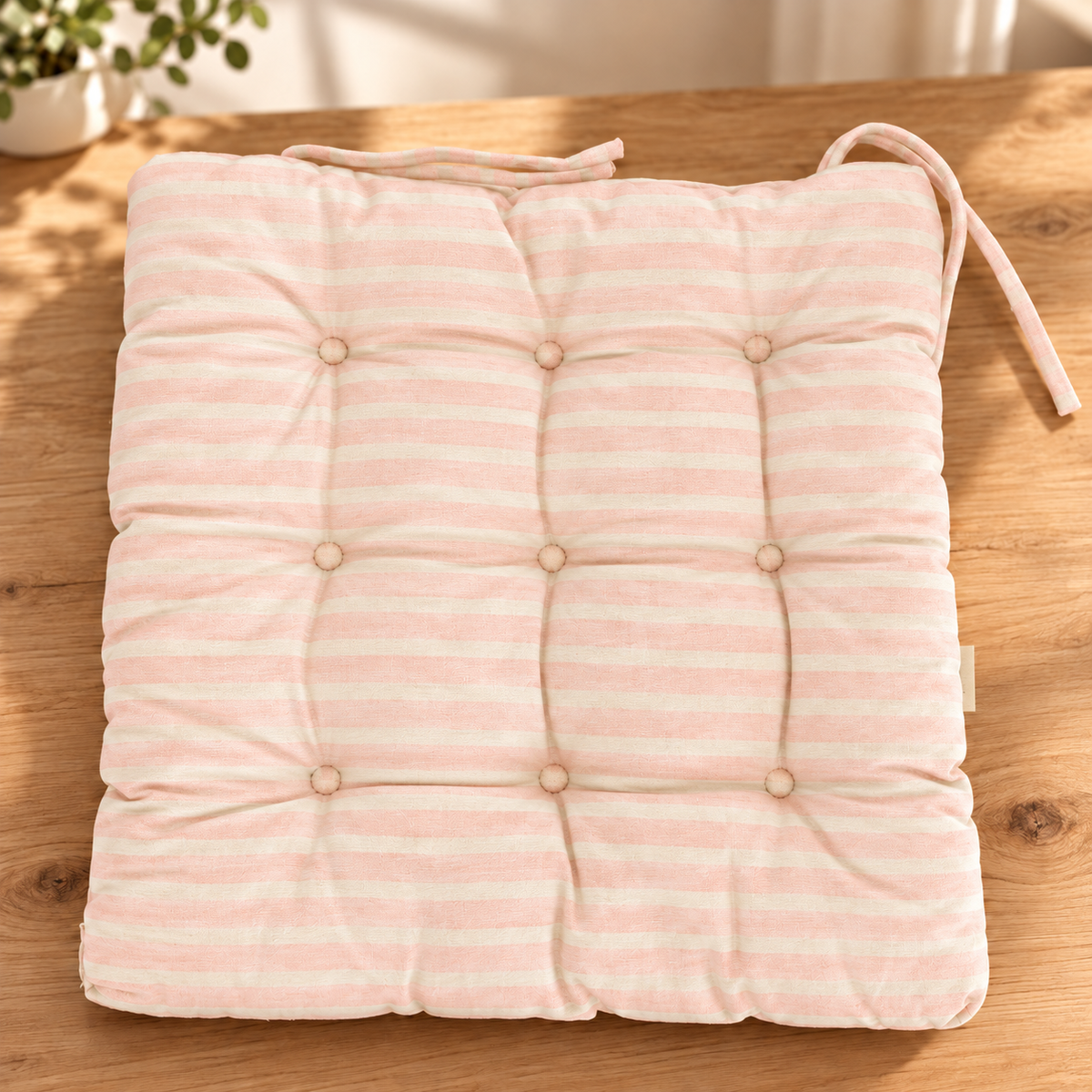 Soft Tufted Chair Seat Cushion with Secure Ties 40 x 40 cm