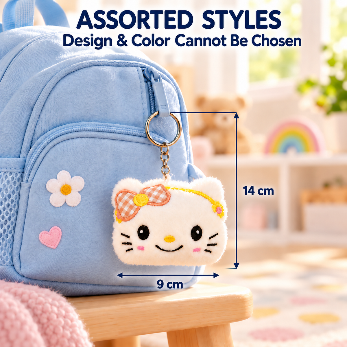 Plush Cat Face Keychain