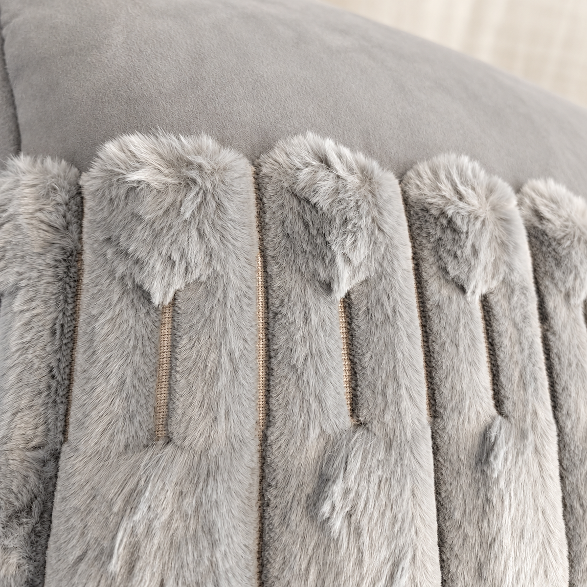 Textured Faux Fur Decorative Cushion with Zipper