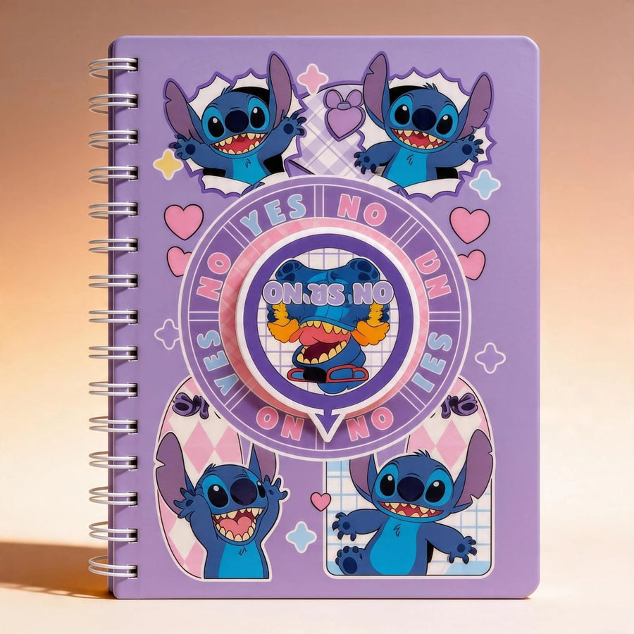 Cute Spiral Cartoon Notebook with Rotating Cover Design | Colorful Kids Journal