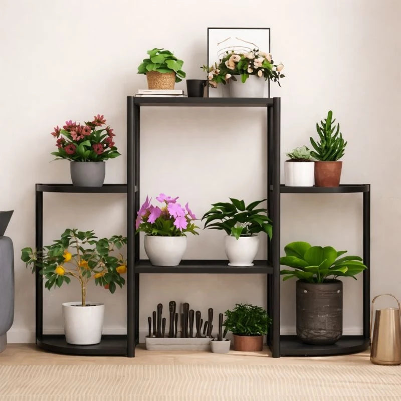 Multi Tier Metal Flower Stand Plant Display Rack Indoor outdoor Plant Shelf Organizer for Home, Balcony & Living Room