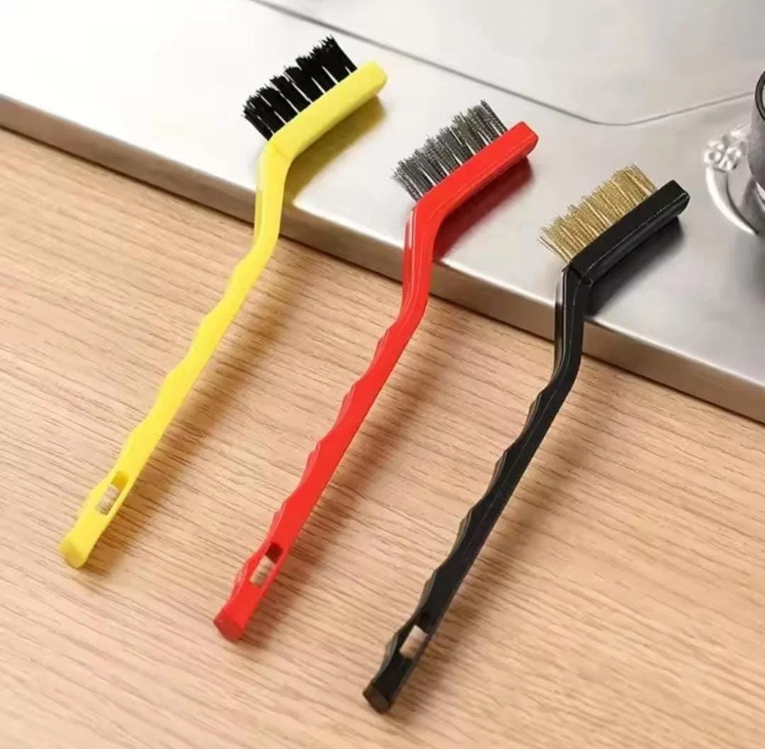 3 Piece Wire Cleaning Brush Set with Nylon Brass and Stainless Steel Bristles for Rust and Detail Cleaning