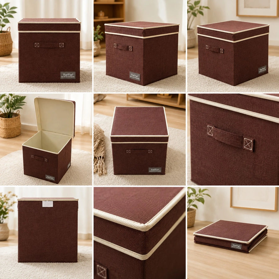 Fabric Storage Box Foldable Organizer Storage Cube Clothes Blanket Toy Storage Bin Closet Shelf Organizer Home Storage Basket With Lid